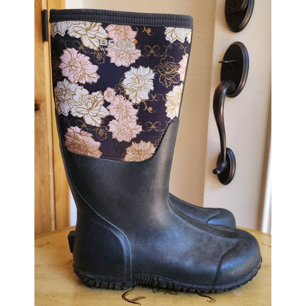 Bogs US 9 Tall Floral Rain Boots Wellington Wellies Barn Chore Classic Flowers